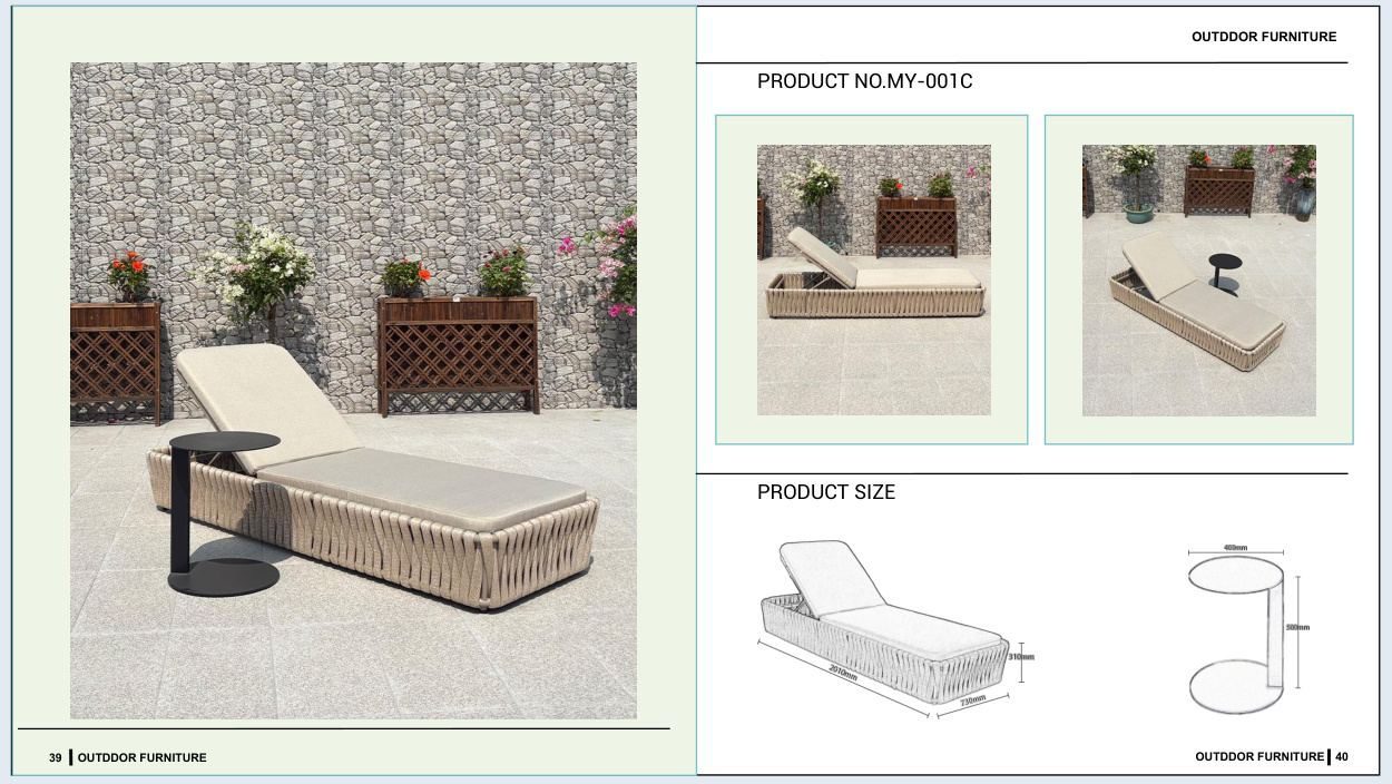 MY-020A Outdoor furniture SKU with product size diagram